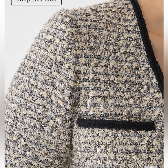 J crew Collection V-neck lady dress in tinsel tweed Gold Grey Lurex Tweed - Picture 3 of 5